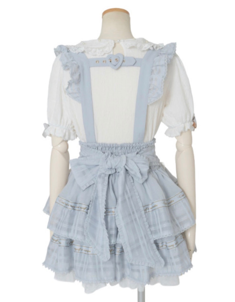 LizLisa Message Ribbon Sheer Check Skirt-Pants
