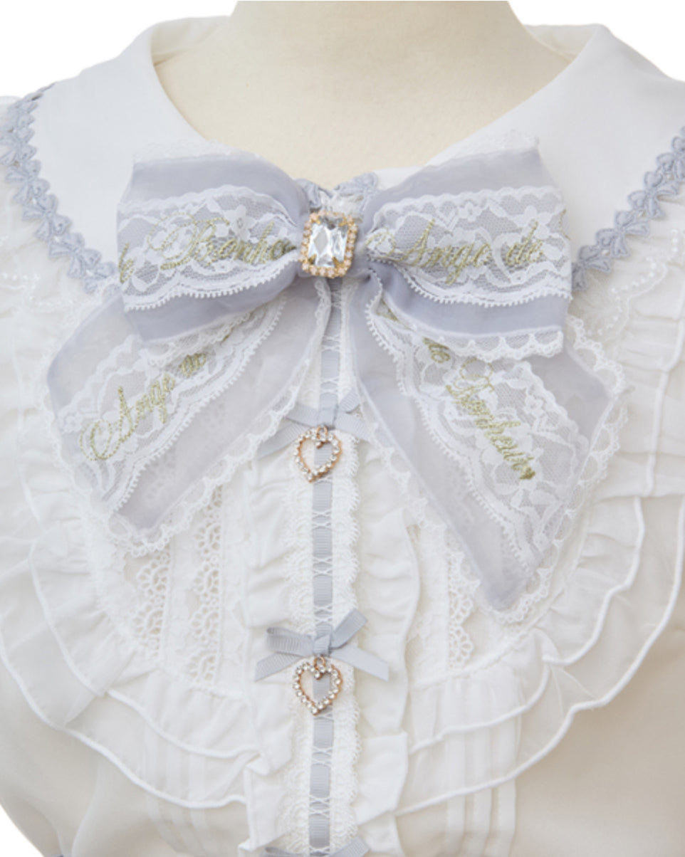 LizLisa Ribbon Lace Collar Blouse