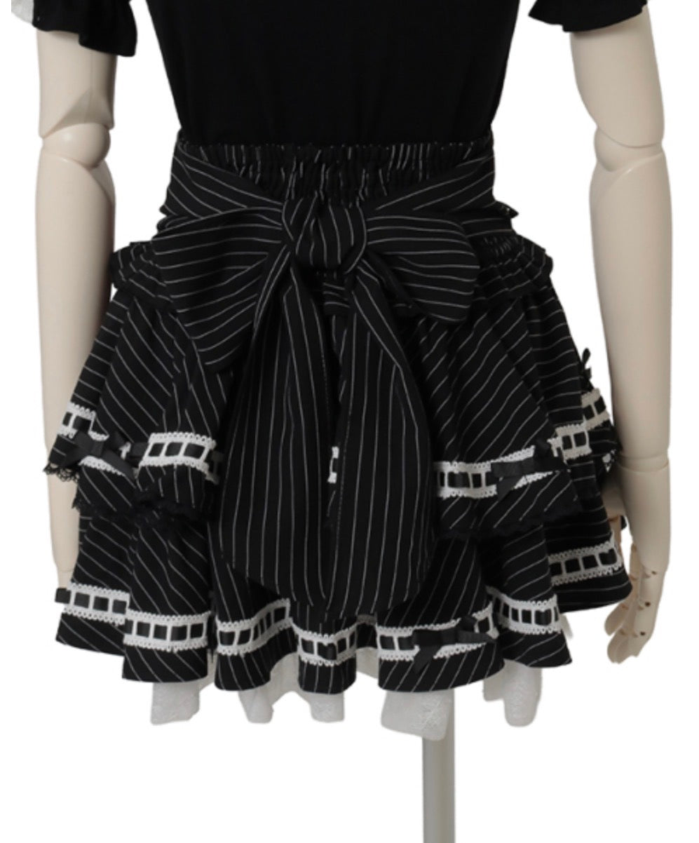LizLisa Ladder Ribbon Pinstripe Skirt-Pants