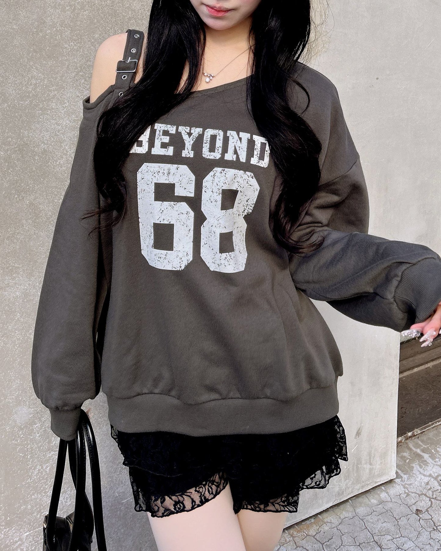 INGNI Numbering sweat tops with shoulder belt