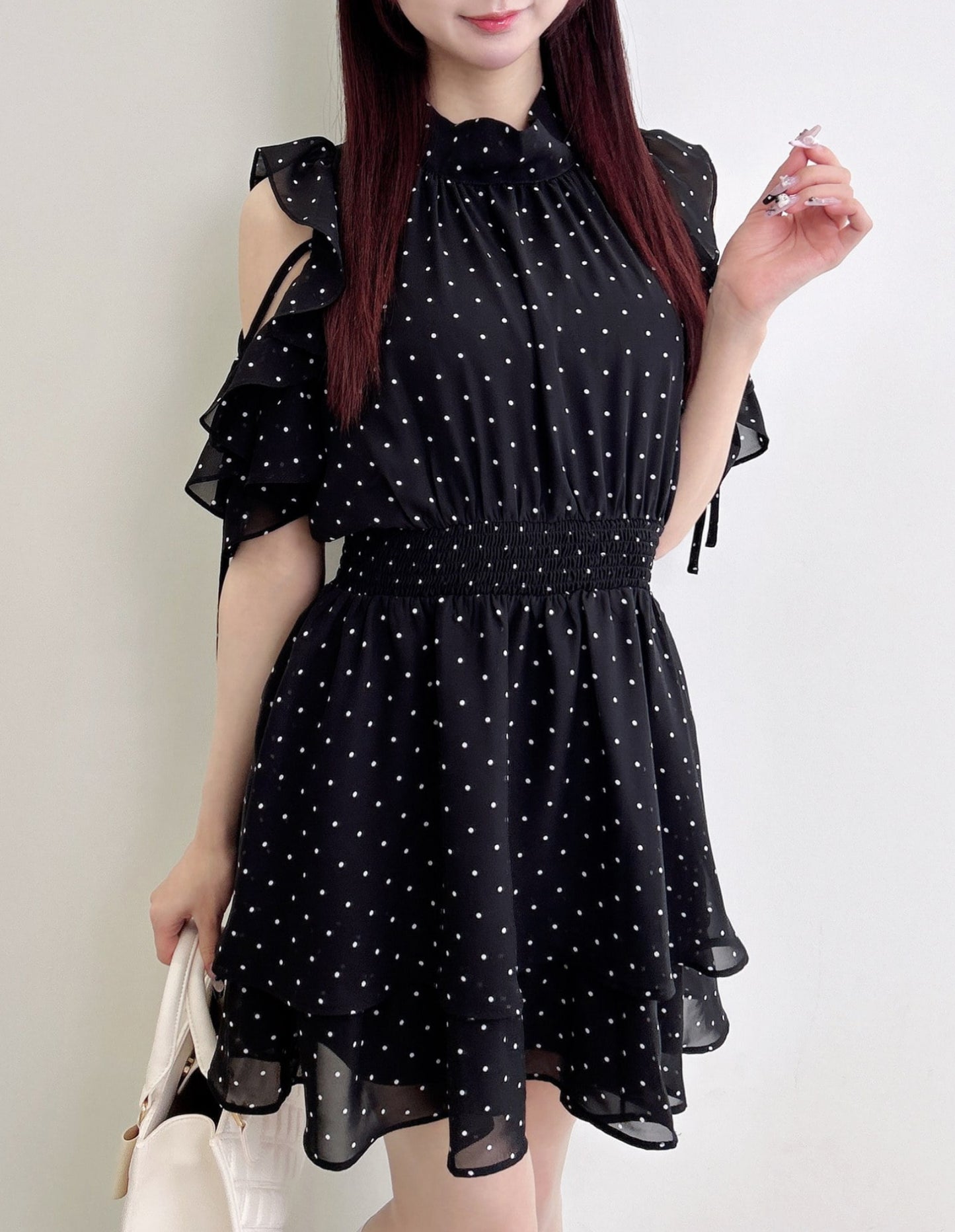 INGNI-2-Way Ribbon Off-Shoulder Frill Mini Dress