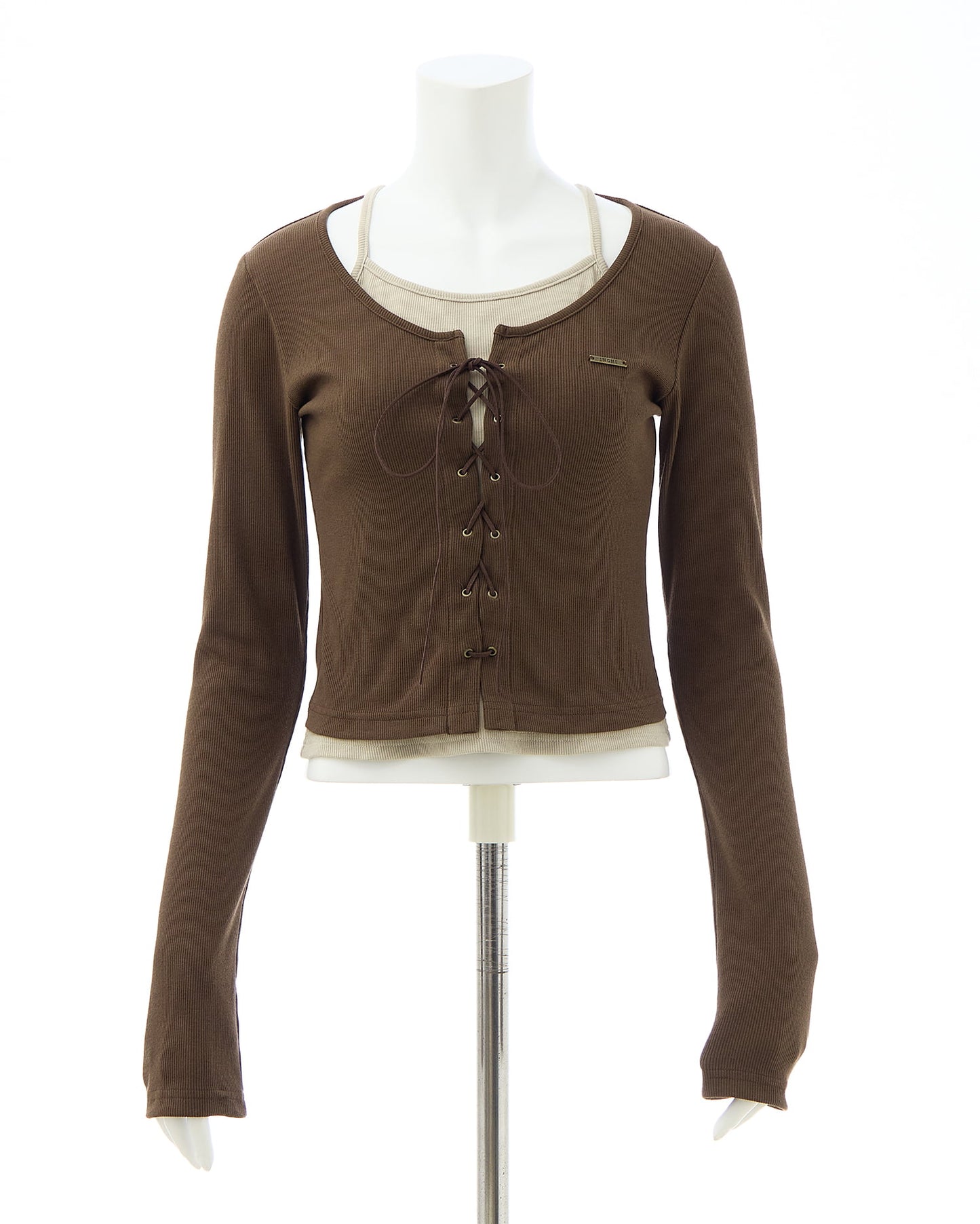 INGNI Cami layered style ribbed lace-up tops