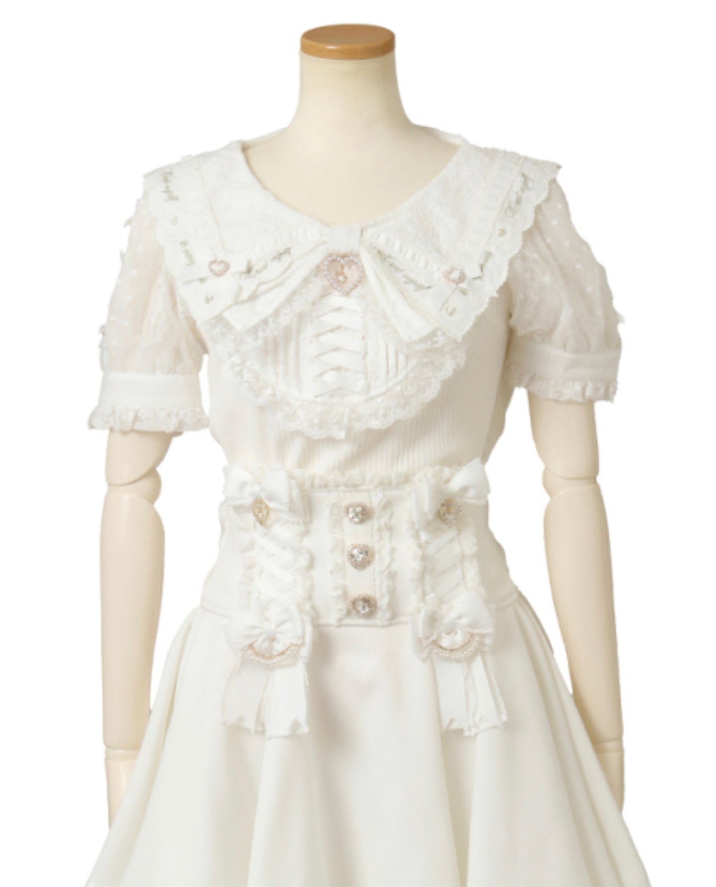 LizLisa Scallop Ribbon Collar Ribb Tops
