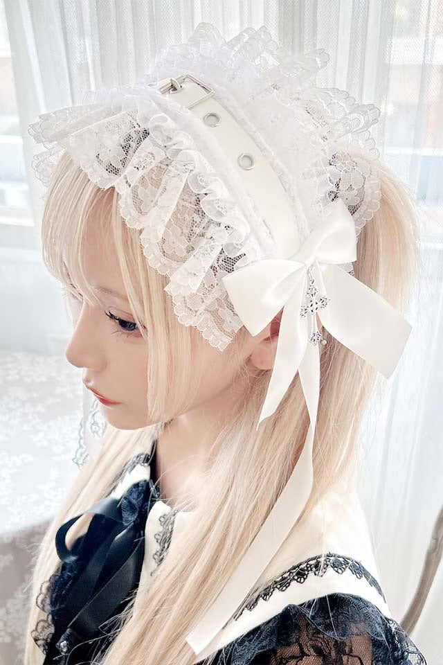 MA*RS Ribbon Belt Head Dress - White Size-F