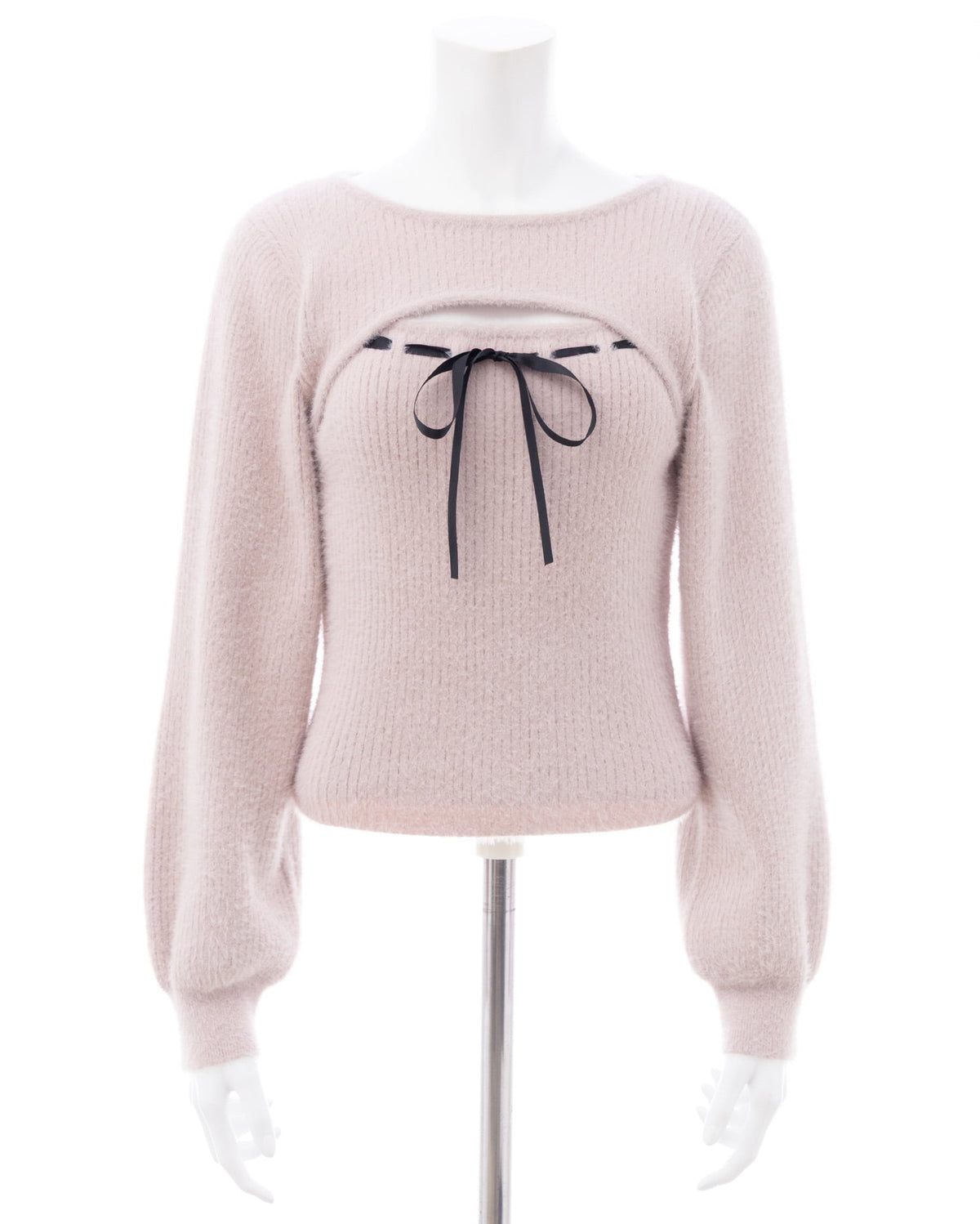 INGNI Feather ribbed décollete open ribbon knit