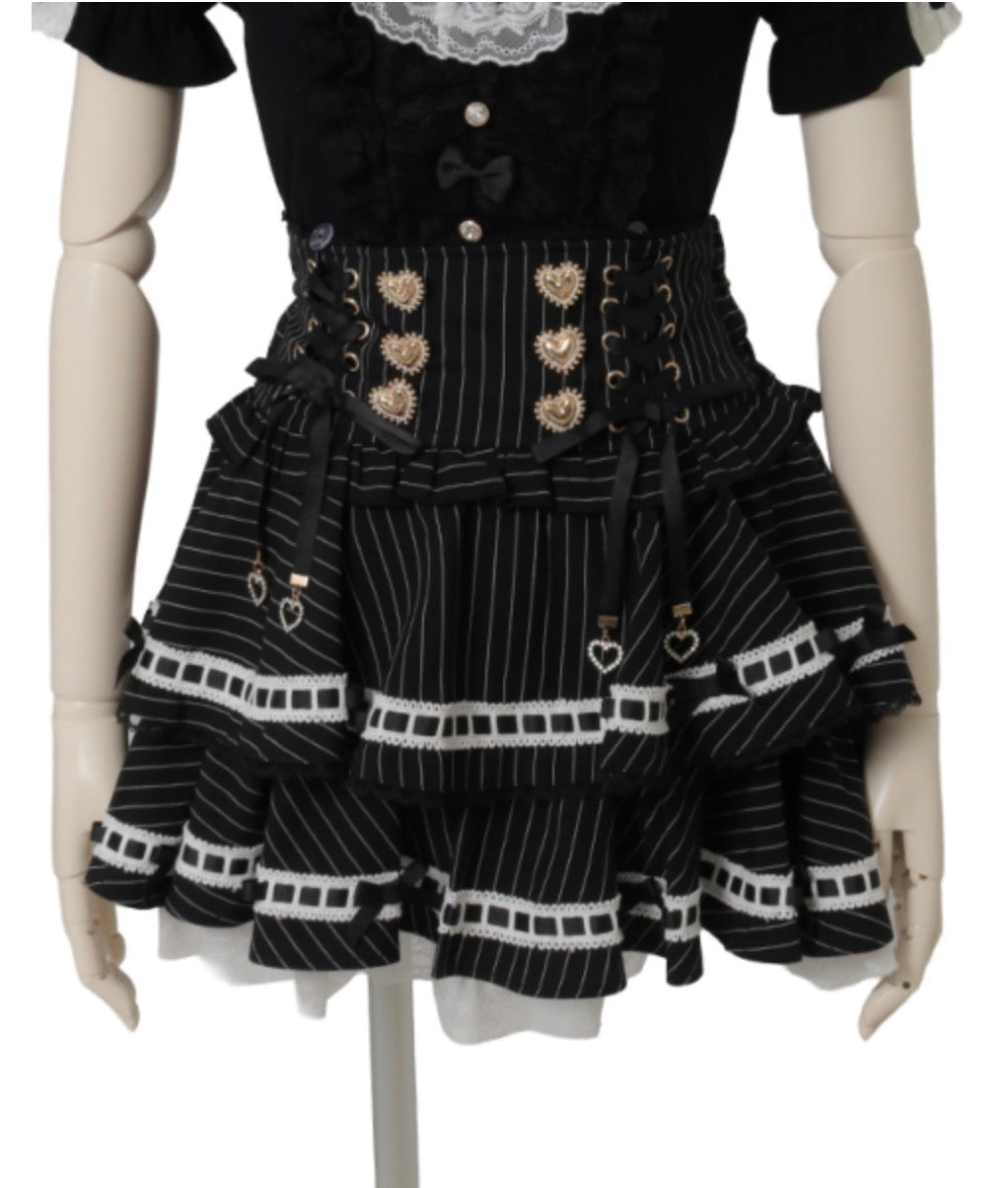 LizLisa Ladder Ribbon Pinstripe Skirt-Pants
