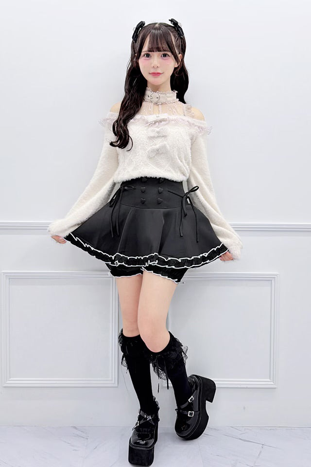 MA*RS Three-Ribbon Knit Top with Heart Choker