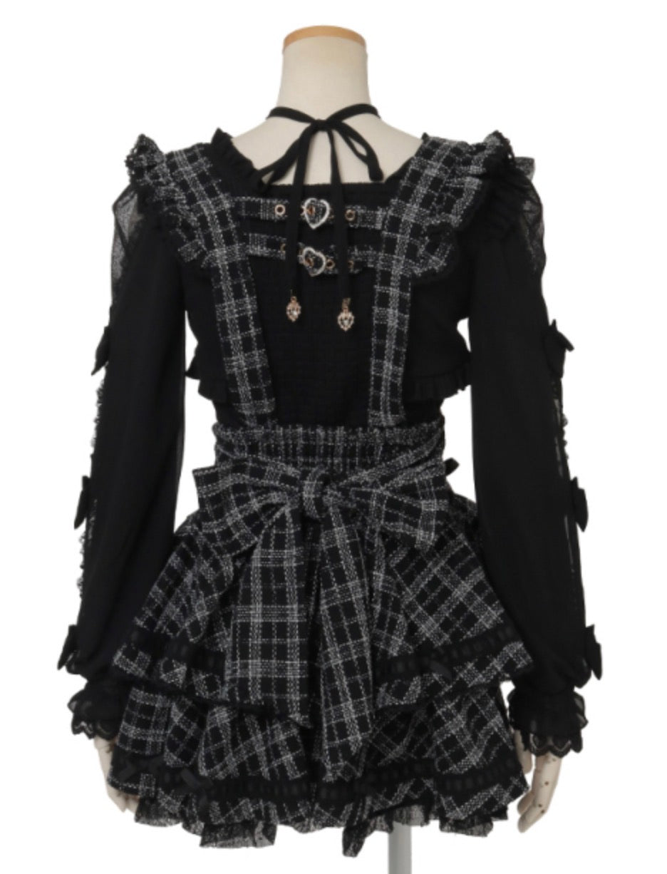 LizLisa Ladder Ribbon Tweed Tiered Skirt-Pants