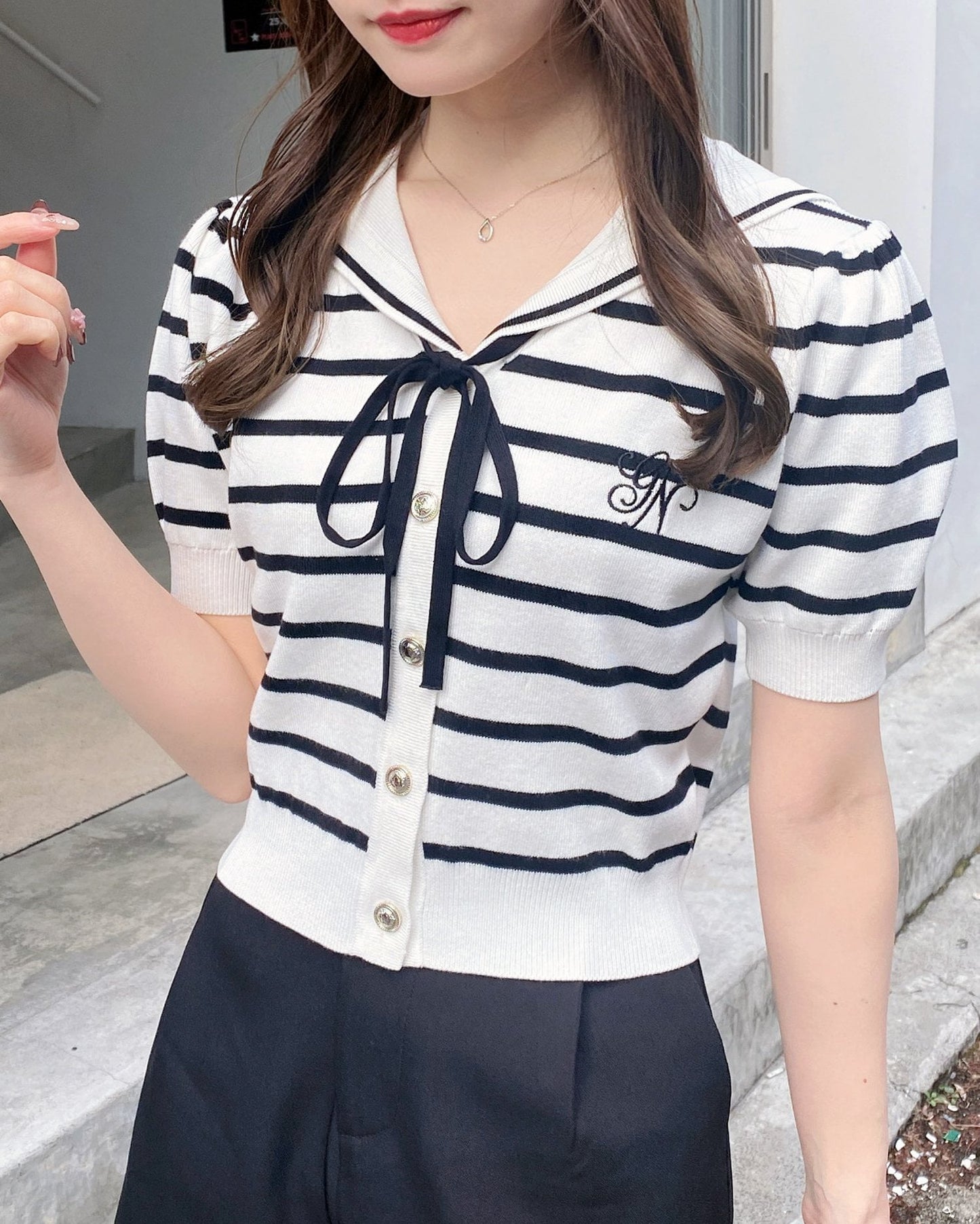 INGNI Sailor color scheme knit cardigan