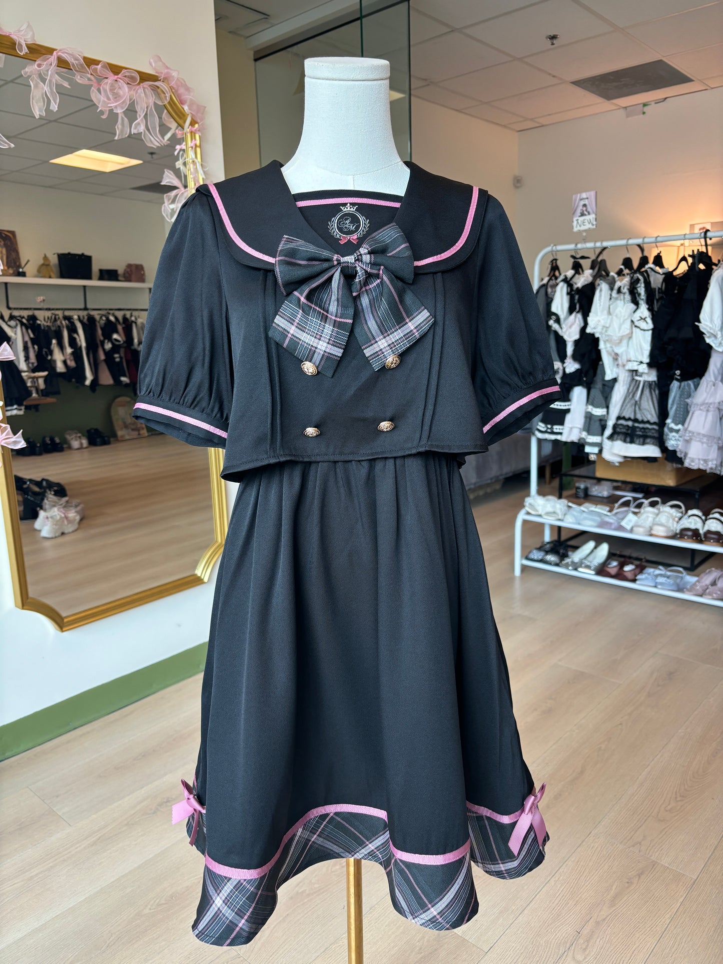 Amavel Chouchou Check Set-up style sailor dress