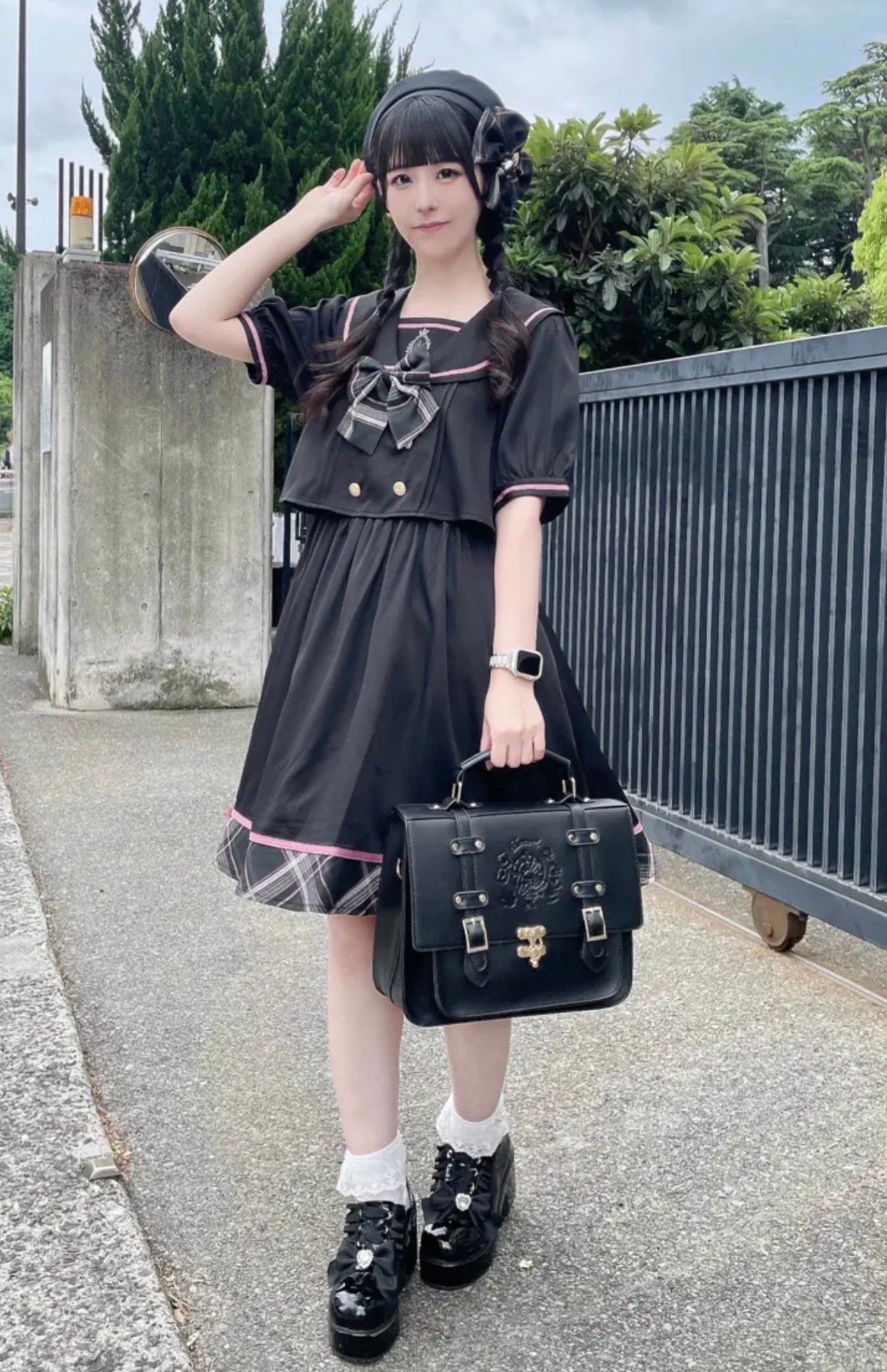 Amavel Chouchou Check Set-up style sailor dress