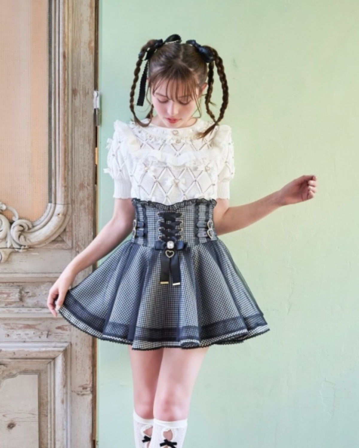 LizLisa Lace-Up Corset-Like Skirt-Pants