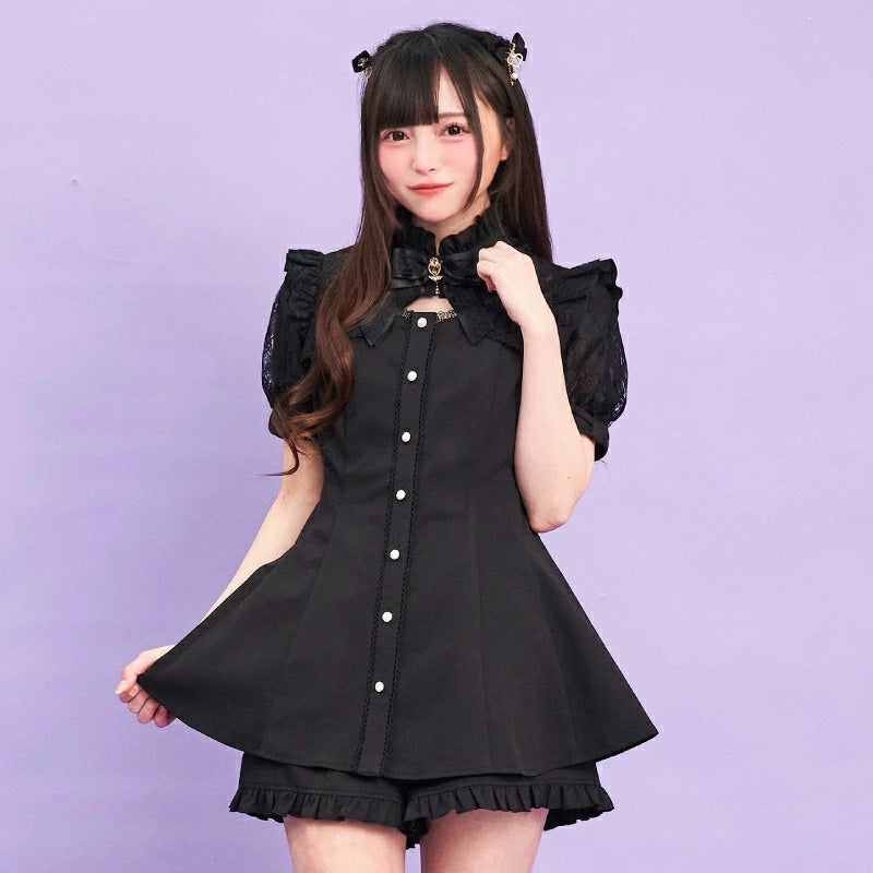 SecretHoney Sleeve Lace & Bolero Style Short Sleeve Set Up