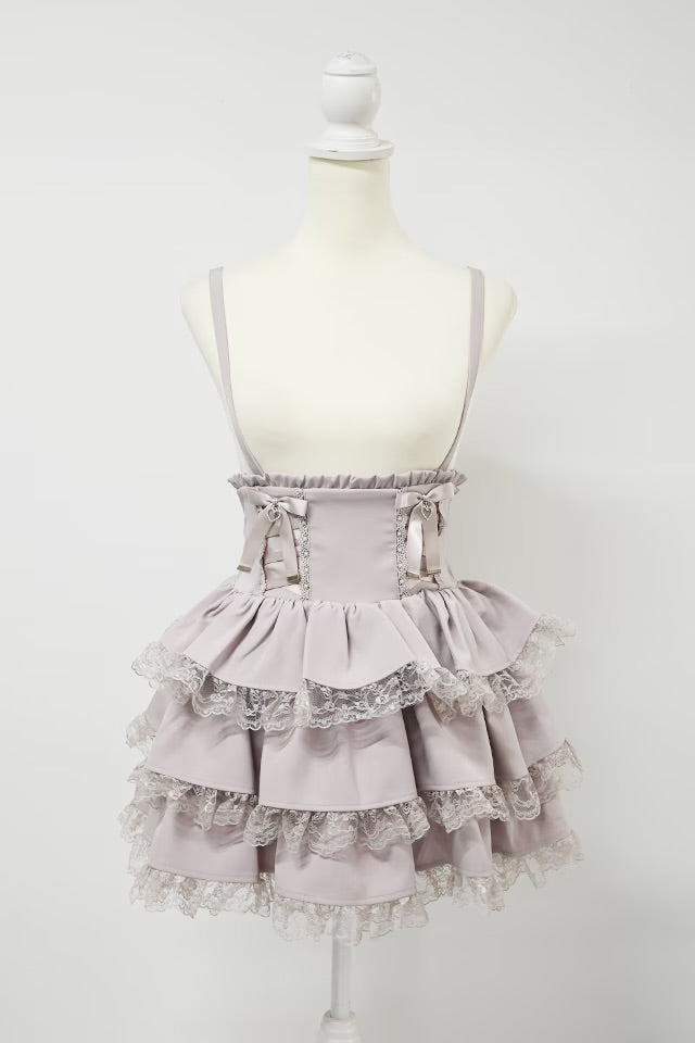 MA*RS Lace-up Ribbon 3-Tier Frill Skirt Pants