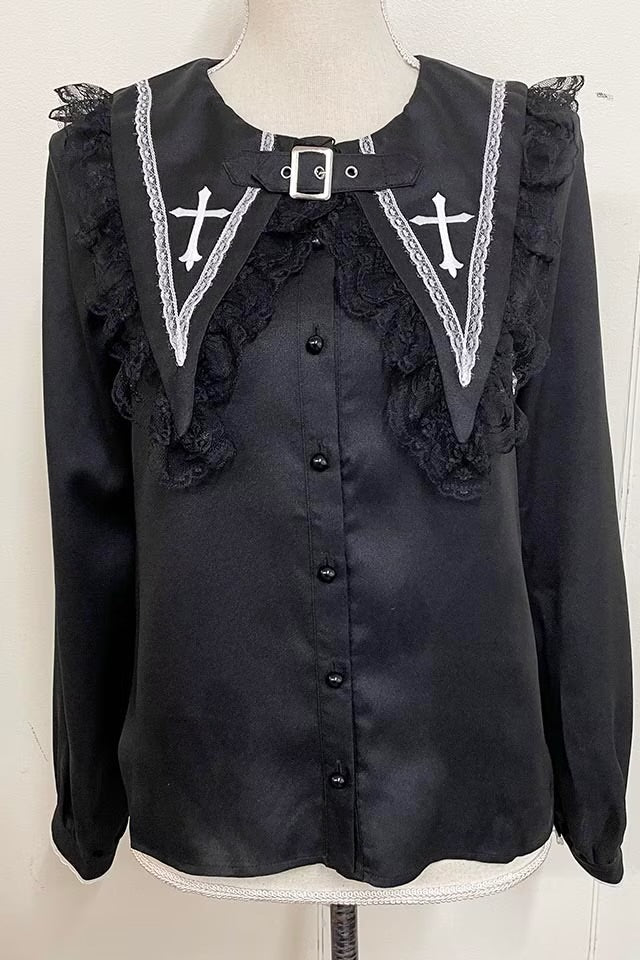 MA*RS Cross embroidered blouse with belt