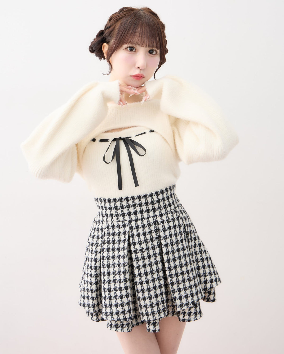 INGNI Feather ribbed décollete open ribbon knit
