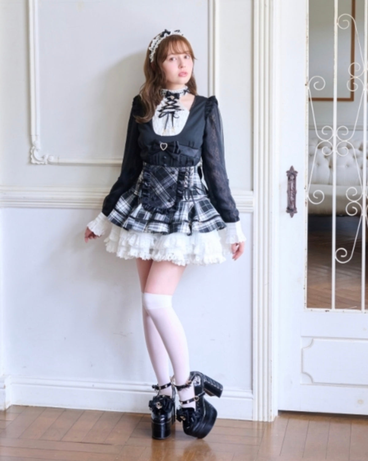 LizLisa Lace Tiered Apron-Style Skirt-Pants
