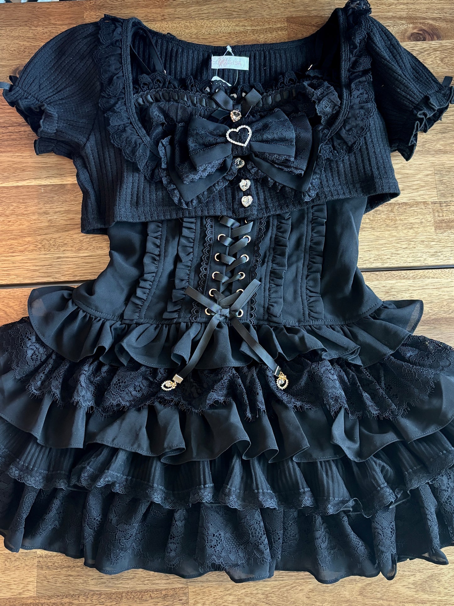 LizLisa Cardigan x Frill Camisole One-Piece