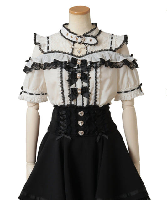 LizLisa Three Ribbon Front Choker Blouse