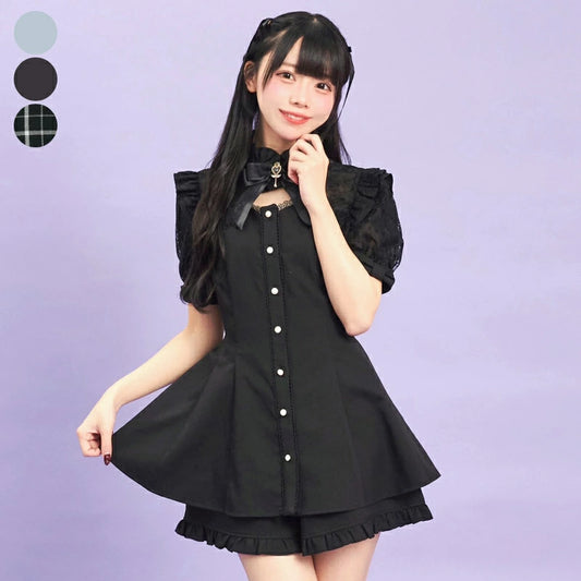 SecretHoney Sleeve Lace & Bolero Style Short Sleeve Set Up