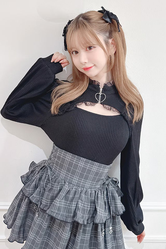 MA*RS Heart Zipper Terry Top