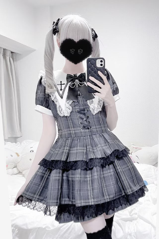 MA*RS Cross-embroidered 3-tiered ruffle set-up