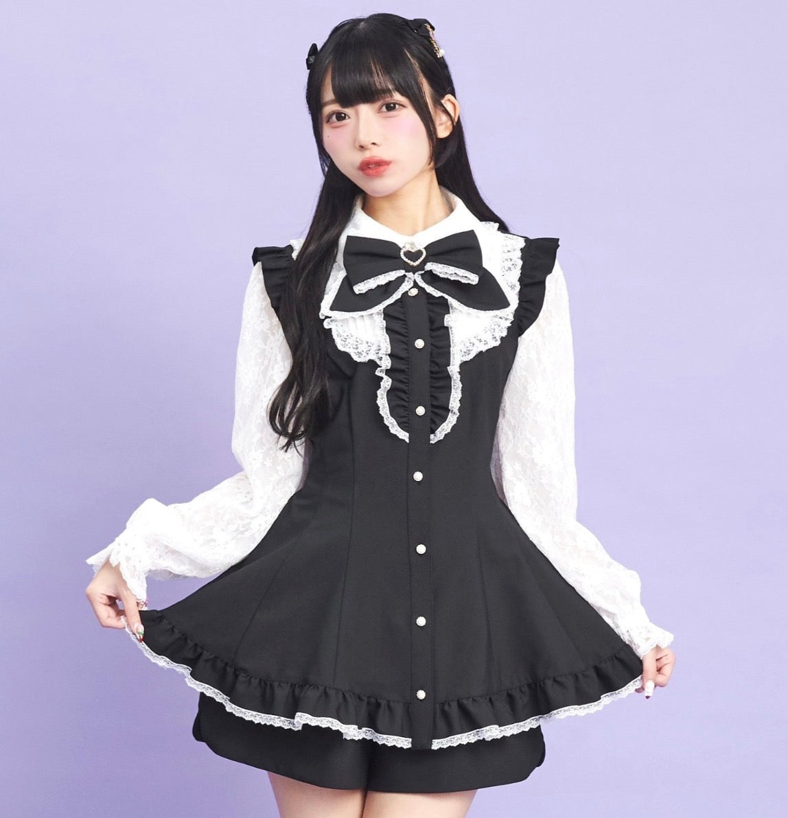 SecretHoney Long Sleeves with Ruffled Hem and Yoke Set-up