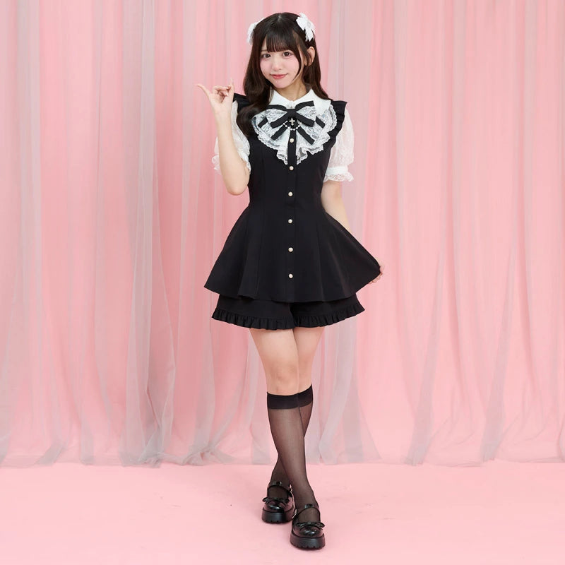 SecretHoney Lace ruffle short sleeve setup