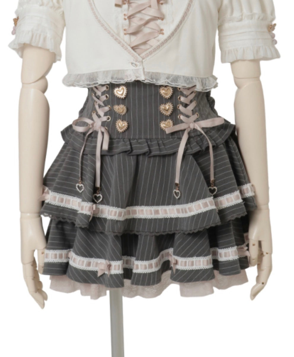 LizLisa Ladder Ribbon Pinstripe Skirt-Pants