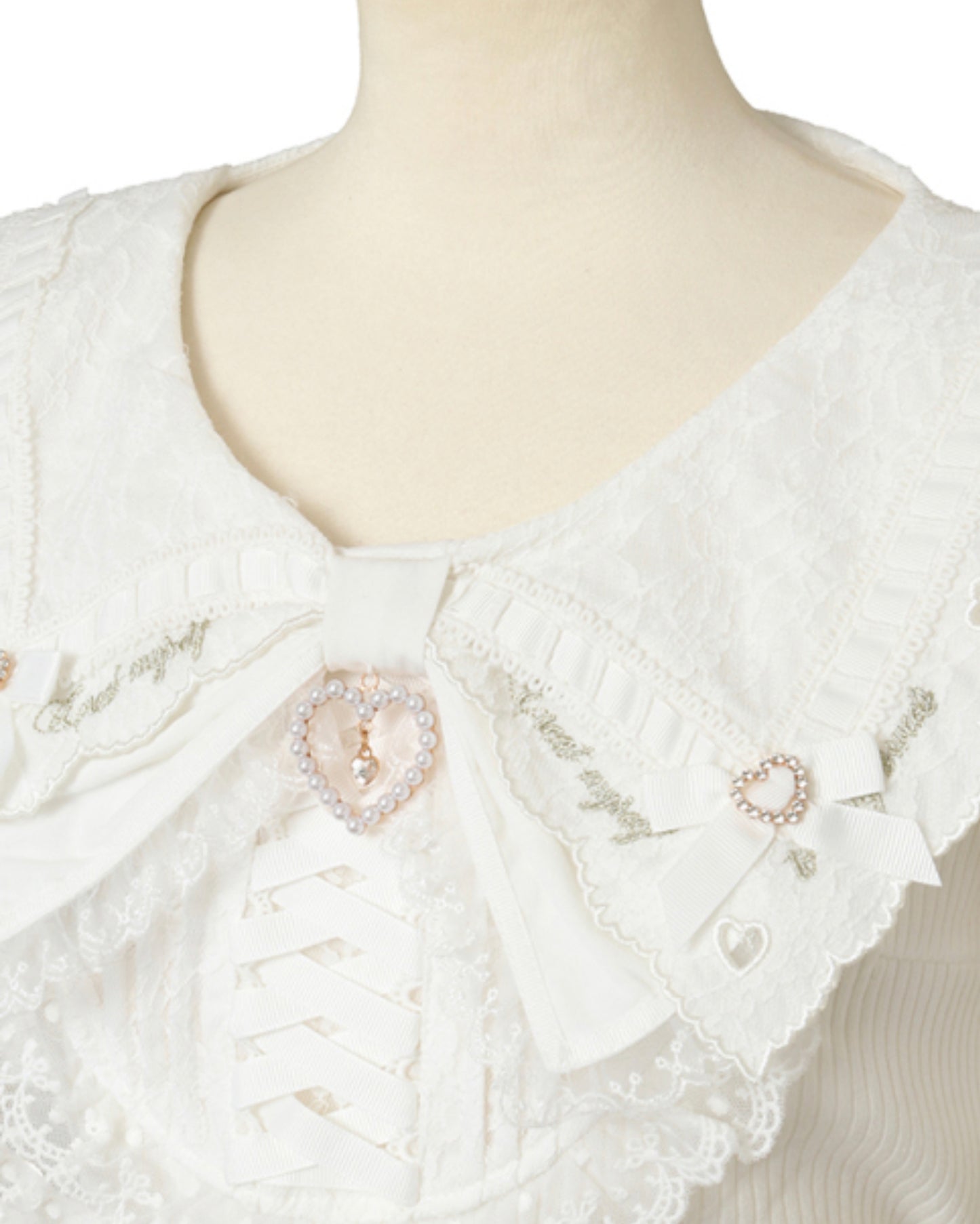 LizLisa Scallop Ribbon Collar Ribb Tops