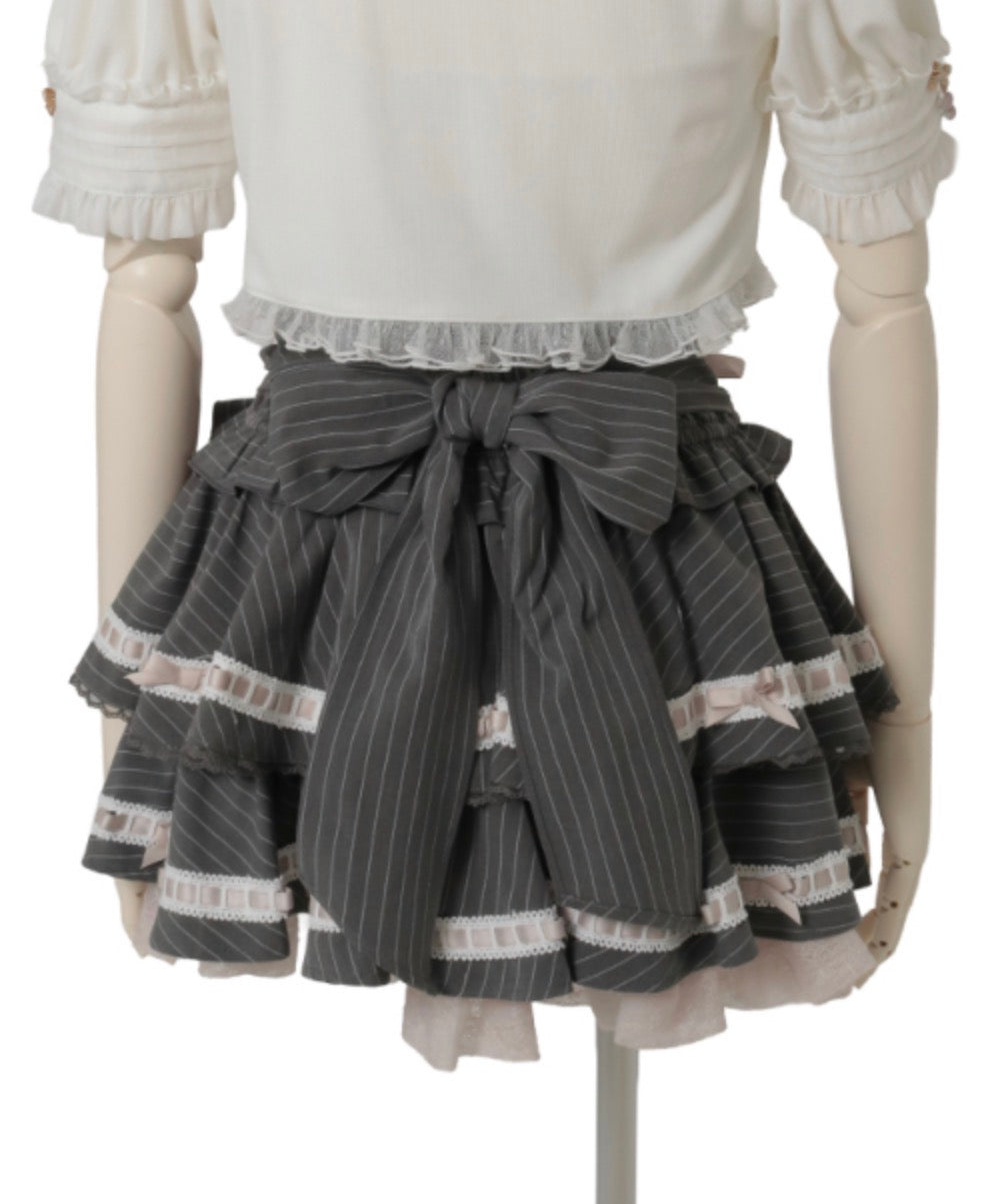 LizLisa Ladder Ribbon Pinstripe Skirt-Pants