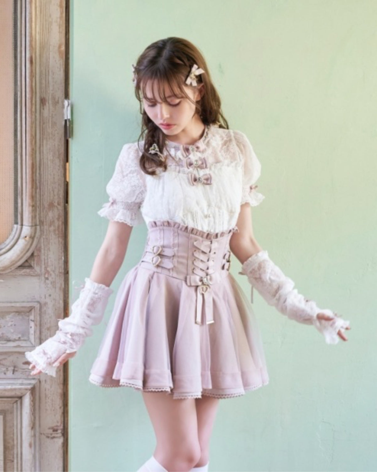 LizLisa Lace-Up Corset-Like Skirt-Pants