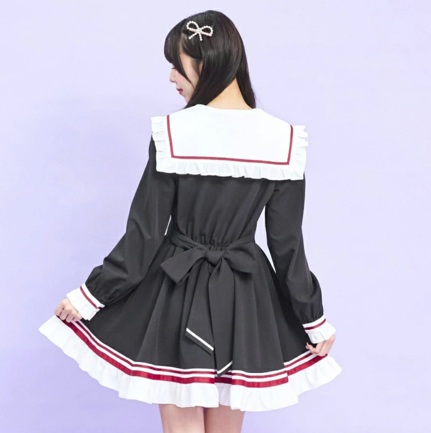 SecretHoney Front Lace-Up Sailor One-Piece Dress
