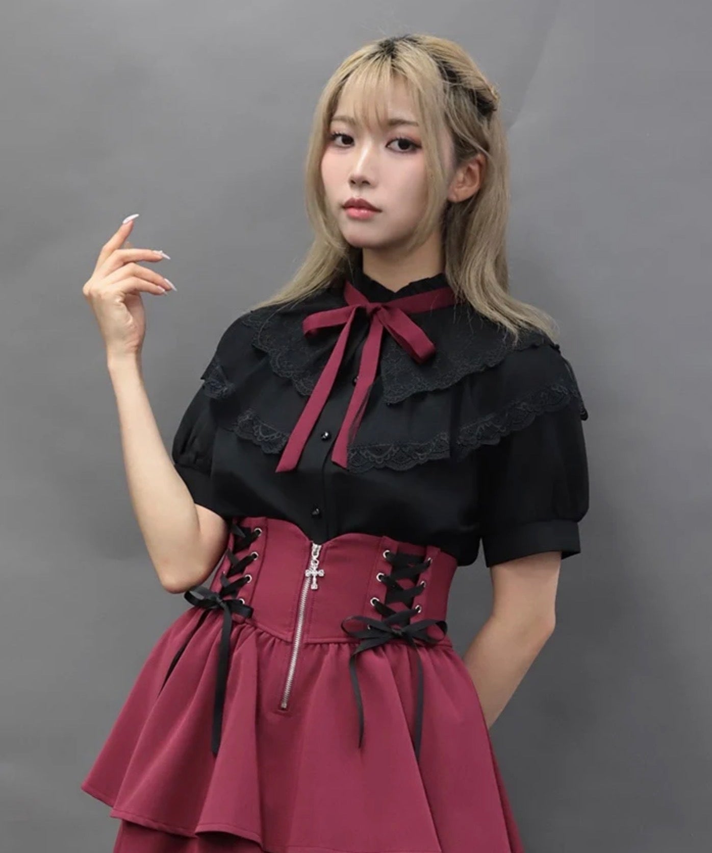 axesfemme BUTTERFLY LACE FRILL BLOUSE