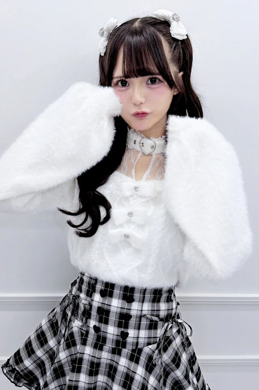 MA*RS Three-Ribbon Knit Top with Heart Choker