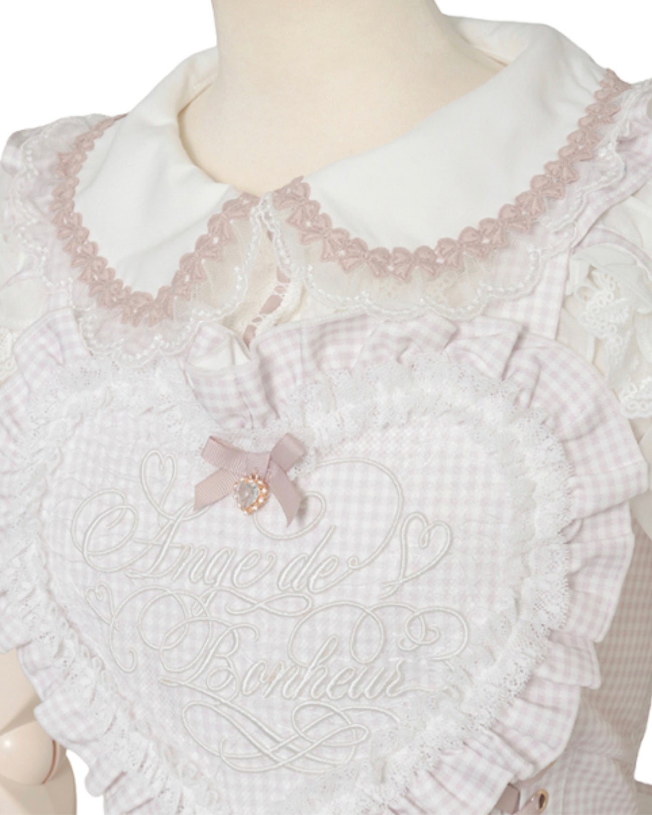 LizLisa Gingham Heart Apron Jumper-skirt Set-up