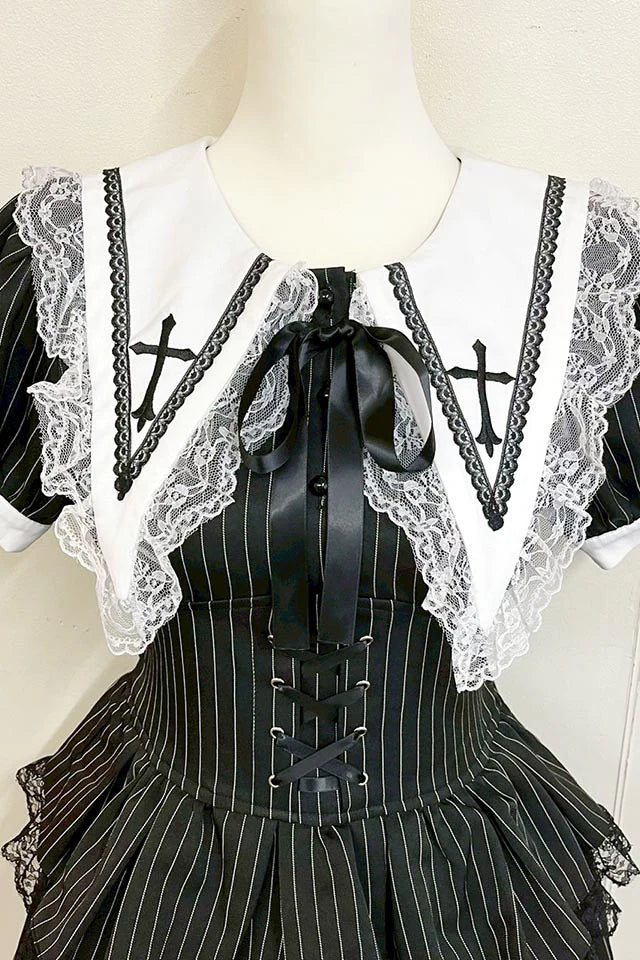 MA*RS Cross-embroidered 3-tiered ruffle set-up