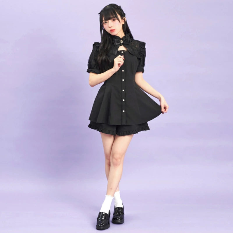 SecretHoney Sleeve Lace & Bolero Style Short Sleeve Set Up