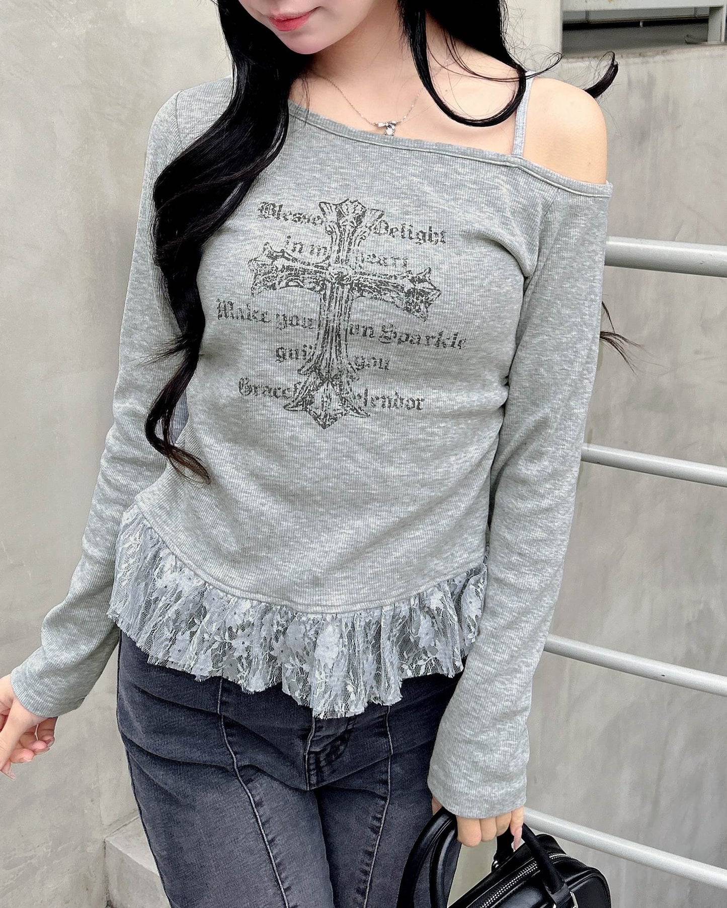 INGNI One-shoulder lace layered tops