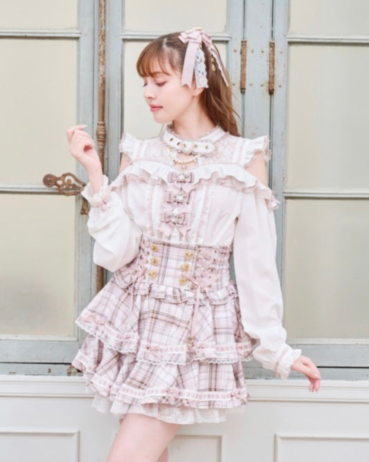 LizLisa 3 ribbon front choker blouse