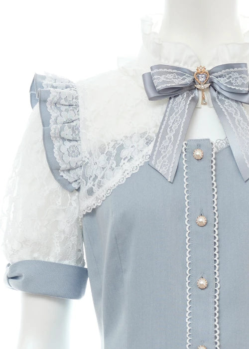 SecretHoney Sleeve Lace & Bolero Style Short Sleeve Set Up