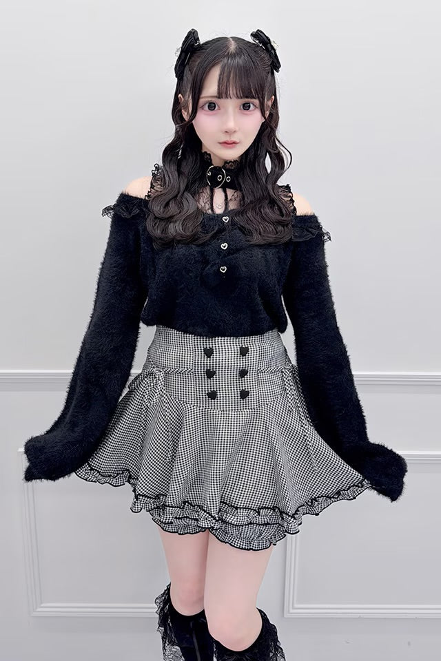 MA*RS Three-Ribbon Knit Top with Heart Choker
