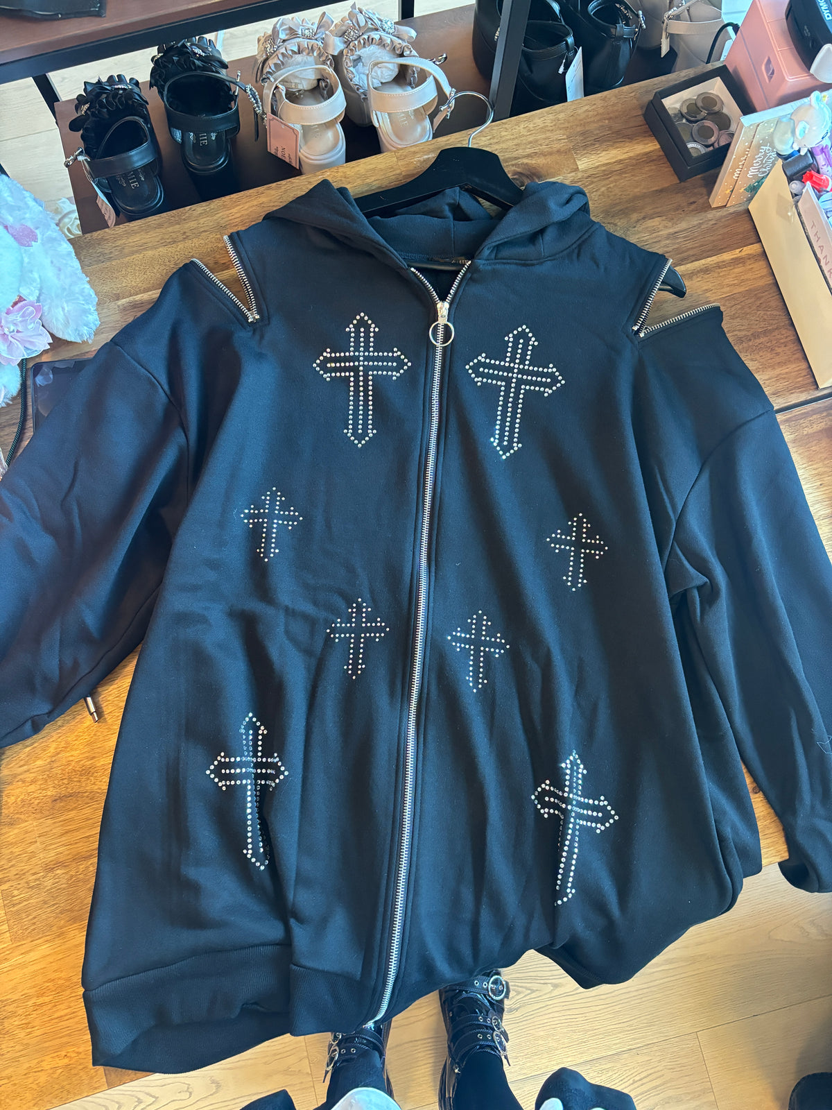 NOÉMIE Cross designed oversized jacket hoodie