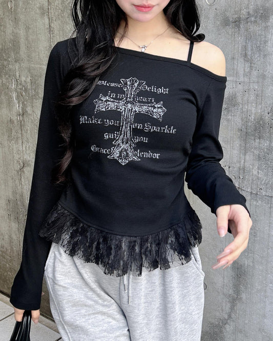 INGNI One-shoulder lace layered tops