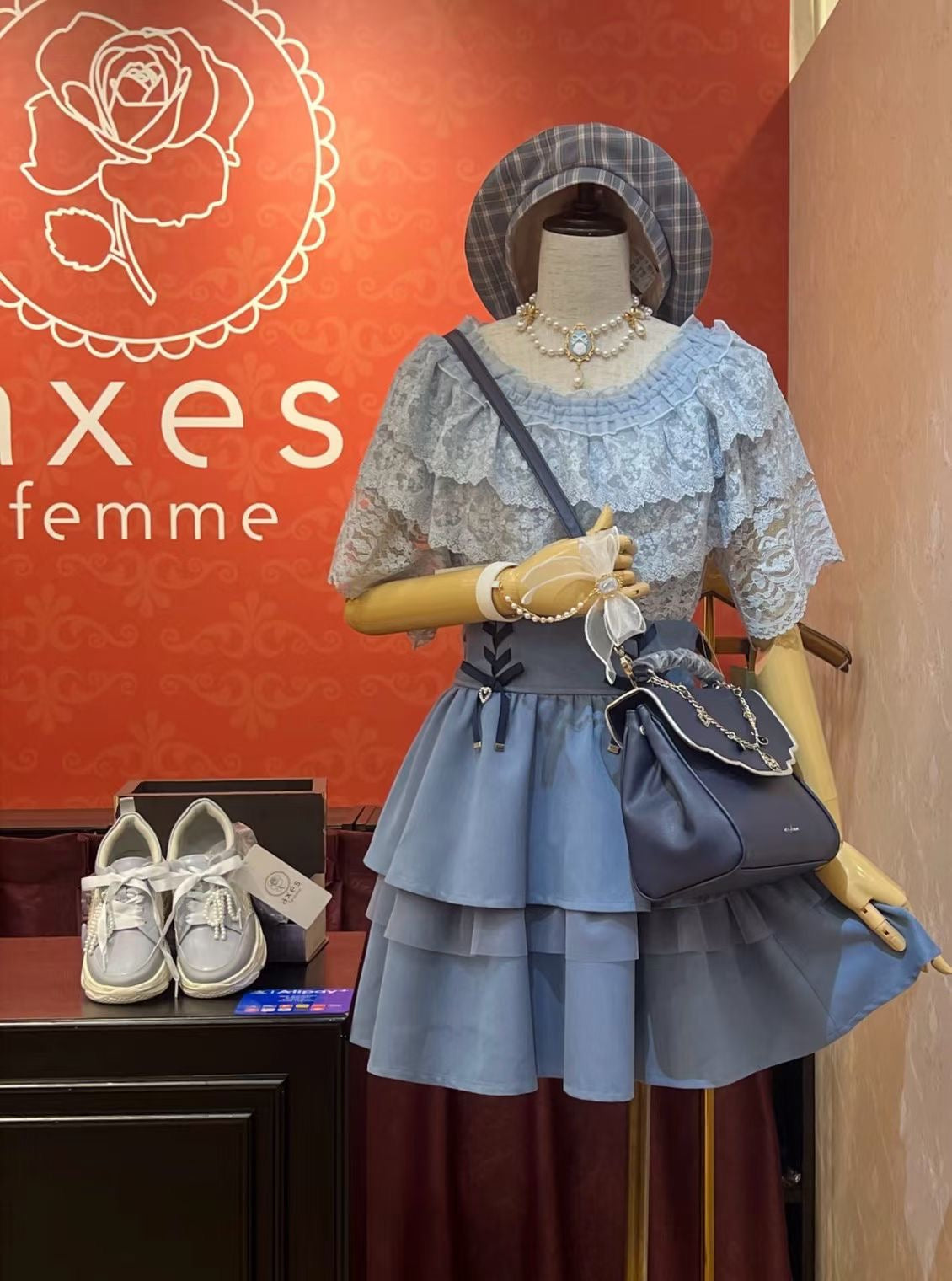 axesfemme Tiered skirt with ribbon