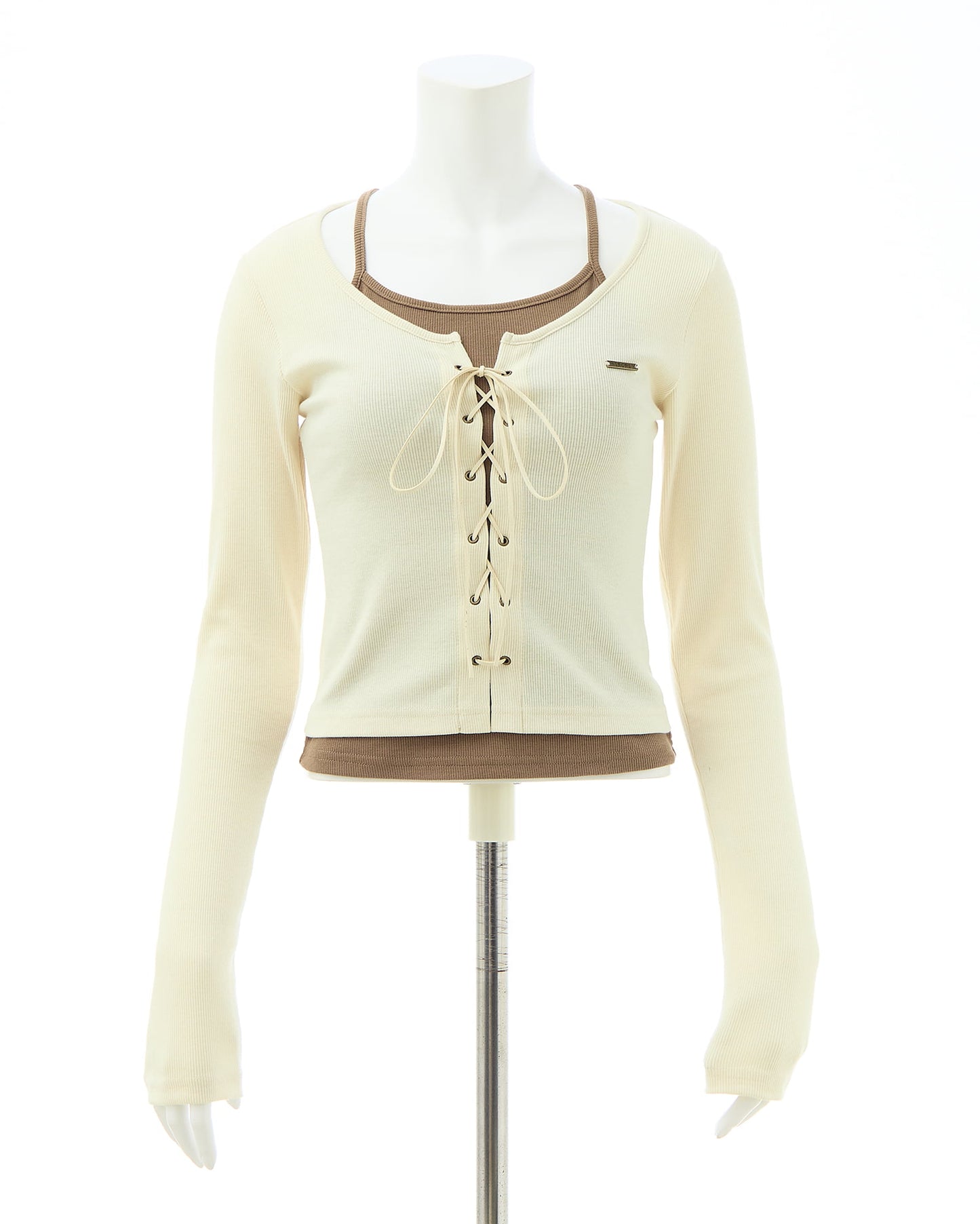 INGNI Cami layered style ribbed lace-up tops