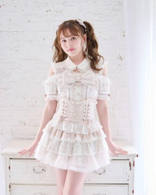 LizLisa Big Ribbon Open Shoulder Blouse