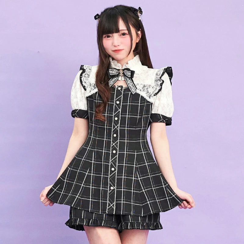 SecretHoney Sleeve Lace & Bolero Style Short Sleeve Set Up