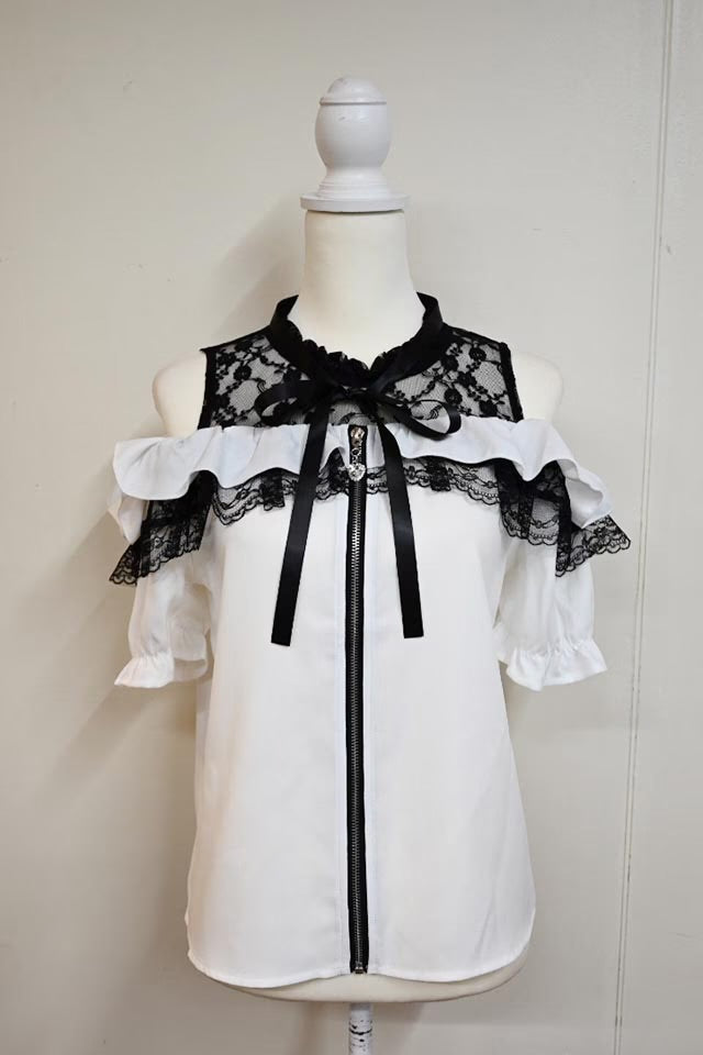 MA*RS Off-the-shoulder frill slider blouse