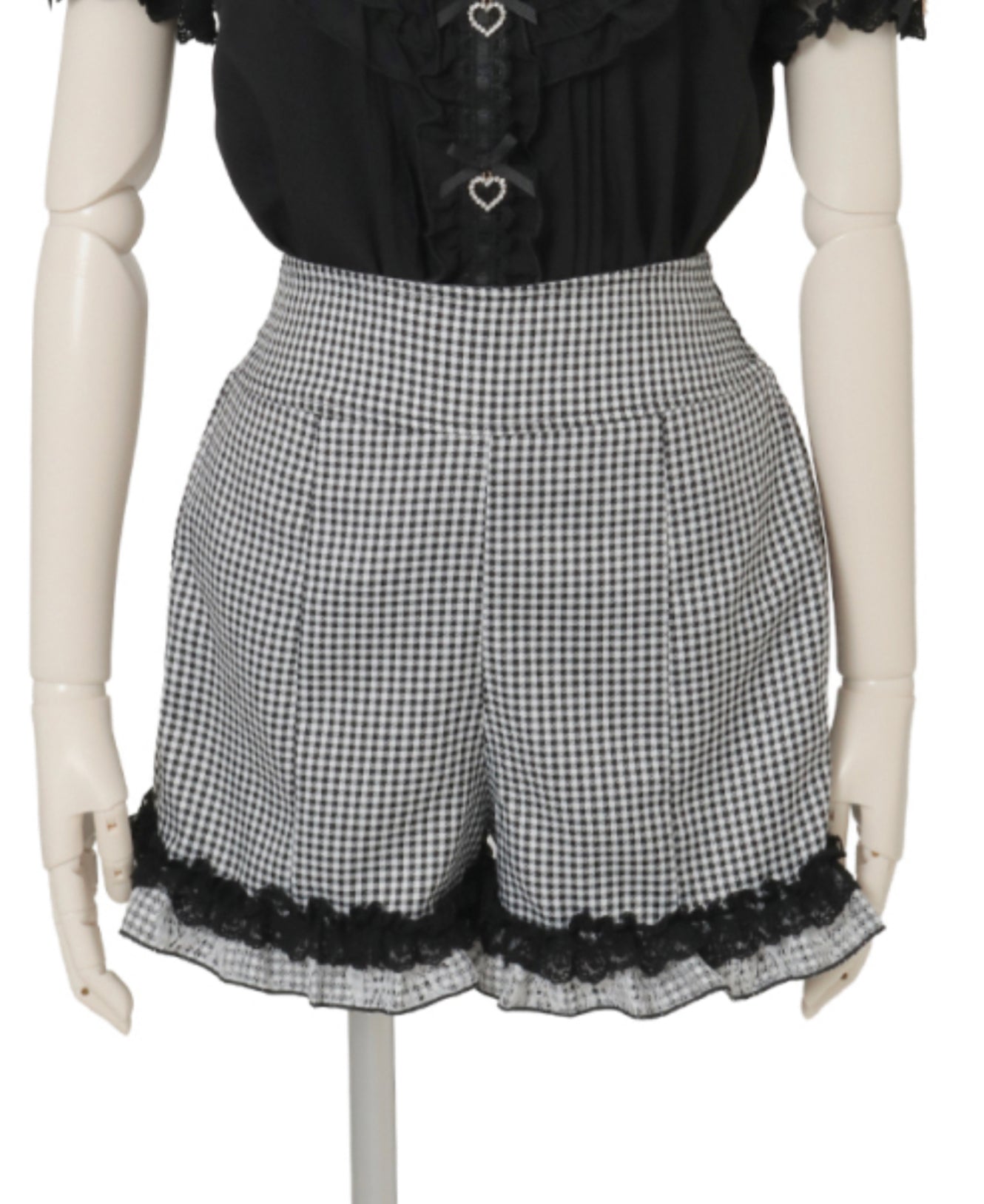 LizLisa Gingham Heart Apron Jumper-skirt Set-up